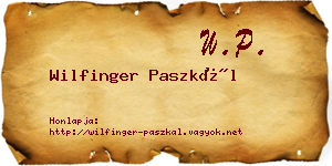 Wilfinger Paszkál névjegykártya