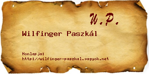 Wilfinger Paszkál névjegykártya
